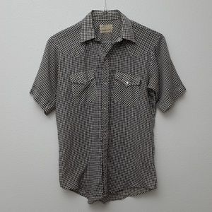 Vintage Tex Son Pearl Snap Black/White Gingham Western Shirt - Small - FLAW